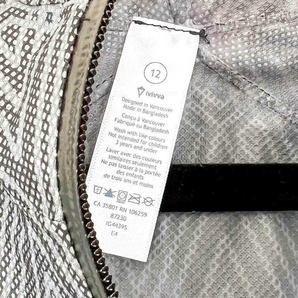 Ivivva Girls' Gray Geometric Rain Jacket